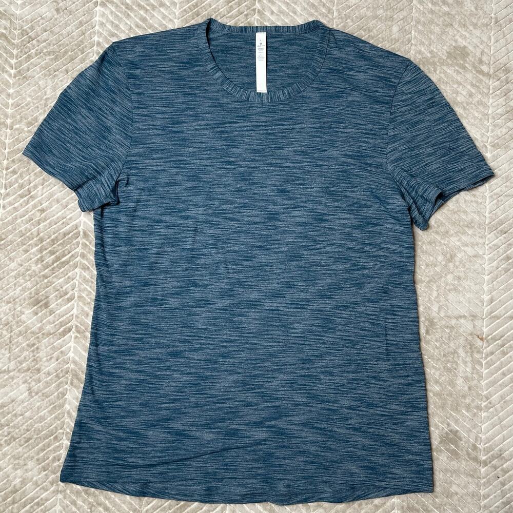 Lululemon Hala Lake Blue 4 Way Stretch Pulse Slub Men's Shirt Size Large